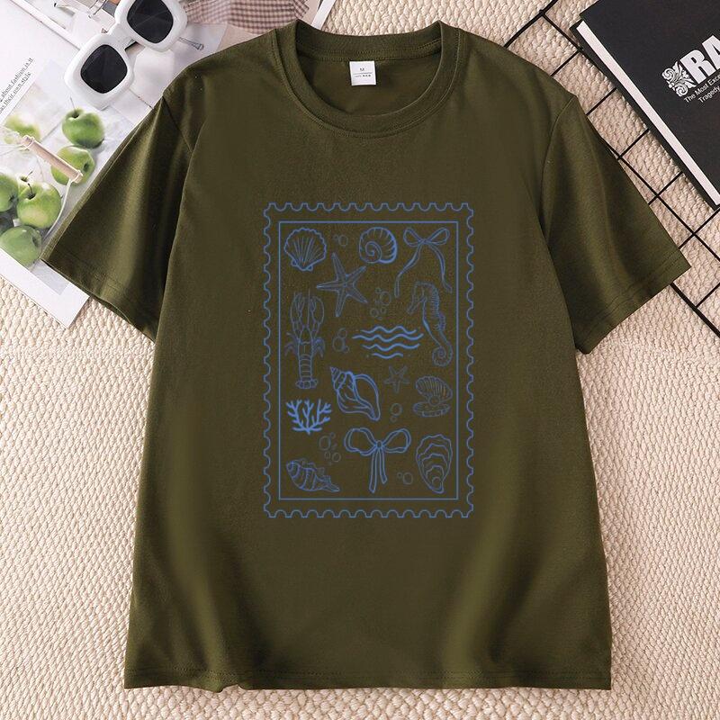 Coquette Seashell T Shirt Coastal Summer Tee Beachy Shell Swim Crewneck TShirt Trendy Shellfish Ocean Bow Tshirt Unisex Clothing