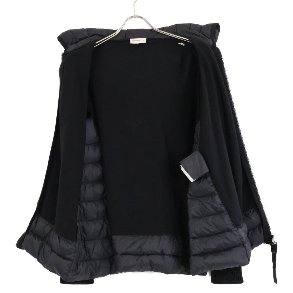 Moncler [Good Condition] D20939487700 MAGLIONE TRICOT CARDIGAN Knit X Nylon Switching Hoodie Down Blouson/ Jacket S blackUsed