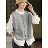 Dimanaf 2025 Autumn Women Sleeveless Buttons Vest Sweaters Style Loose Knitting Casual Sweater