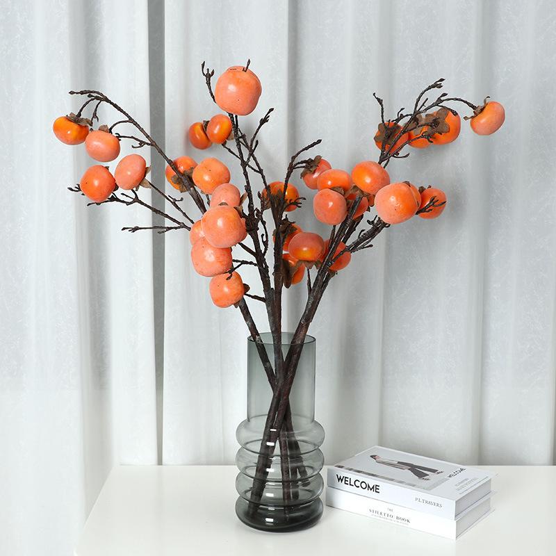 Simulation 7 Fruit Persimmon Branch Home Porch Decoration Flower Simulation Berry Flower Soft Decoration
