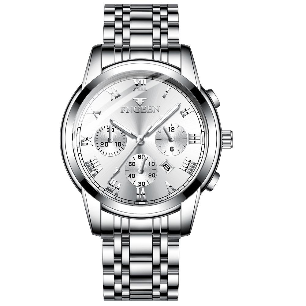 Binbang Korean-Style Waterproof Couple Watch with Luminous Calendar & Multi-Dial Design