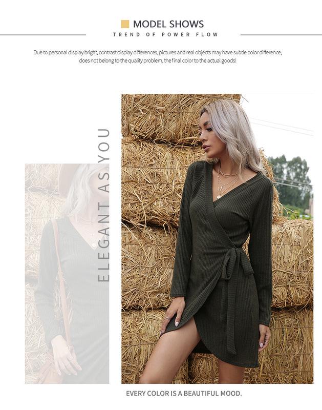 Women's Vintage V-Neck Slim Wrap Knitted Cardigan Dress