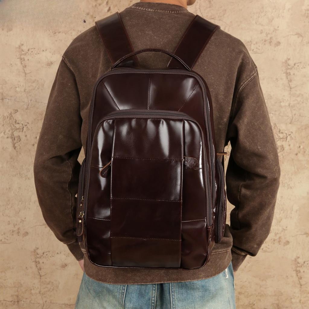 Business batoh, Pánský batoh pro dojíždění, Pánská taška z pravé kůže