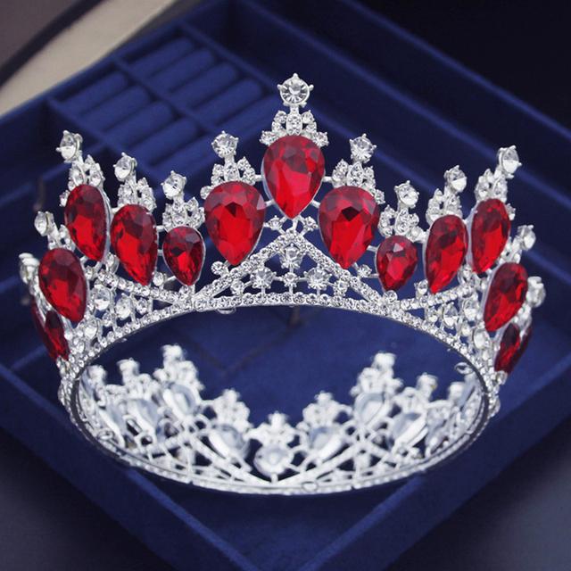 Baroque Water Drop Ab Crystal Wedding Crown Royal Queen Prom Bride Diadem Pageant Circle Tiaras Headdress Wedding Hair Jewelry