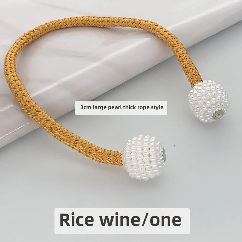 Wholesale Large Thick Rope Pearl Curtain Ties Magnetic TieSimple Tie Rope Decorations Curtain Buckles