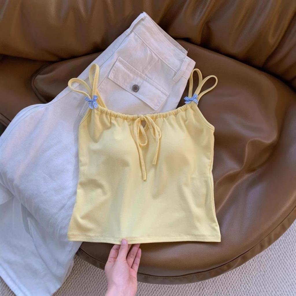 Women's Slim Fit Bow Camisole with Chest Pad - Summer Pure Desire Top