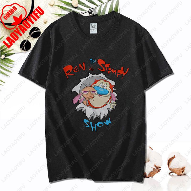 90s Ren Stimpy Show Nicktoons Nickelodeon TV Cartoon Tshirt New Style Nostalgia Childhood Tops Unisex Adult Clothing Cotton Tees