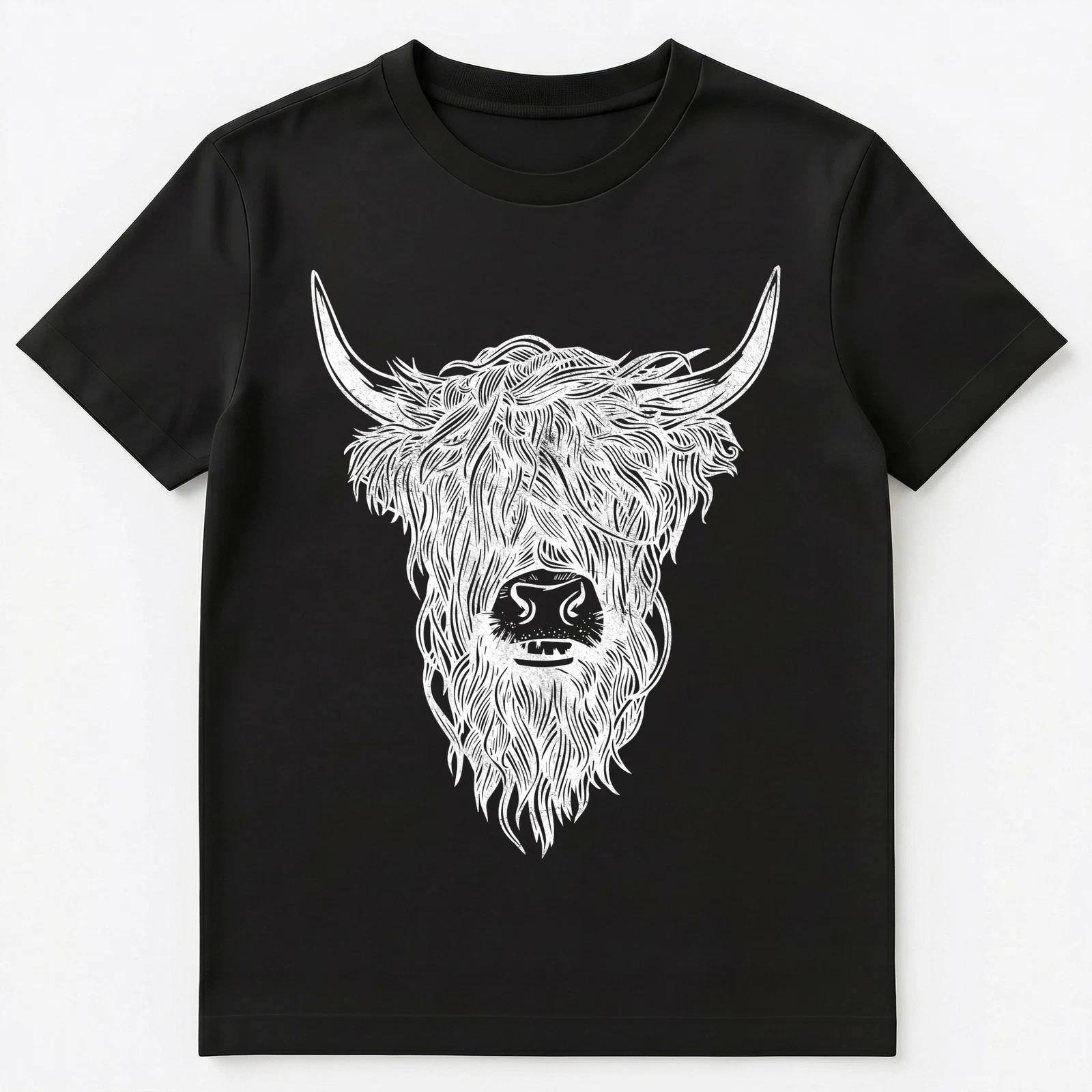 

Cute Black And White Emo Cow Highland Cattle Unisex T-Shirt S
