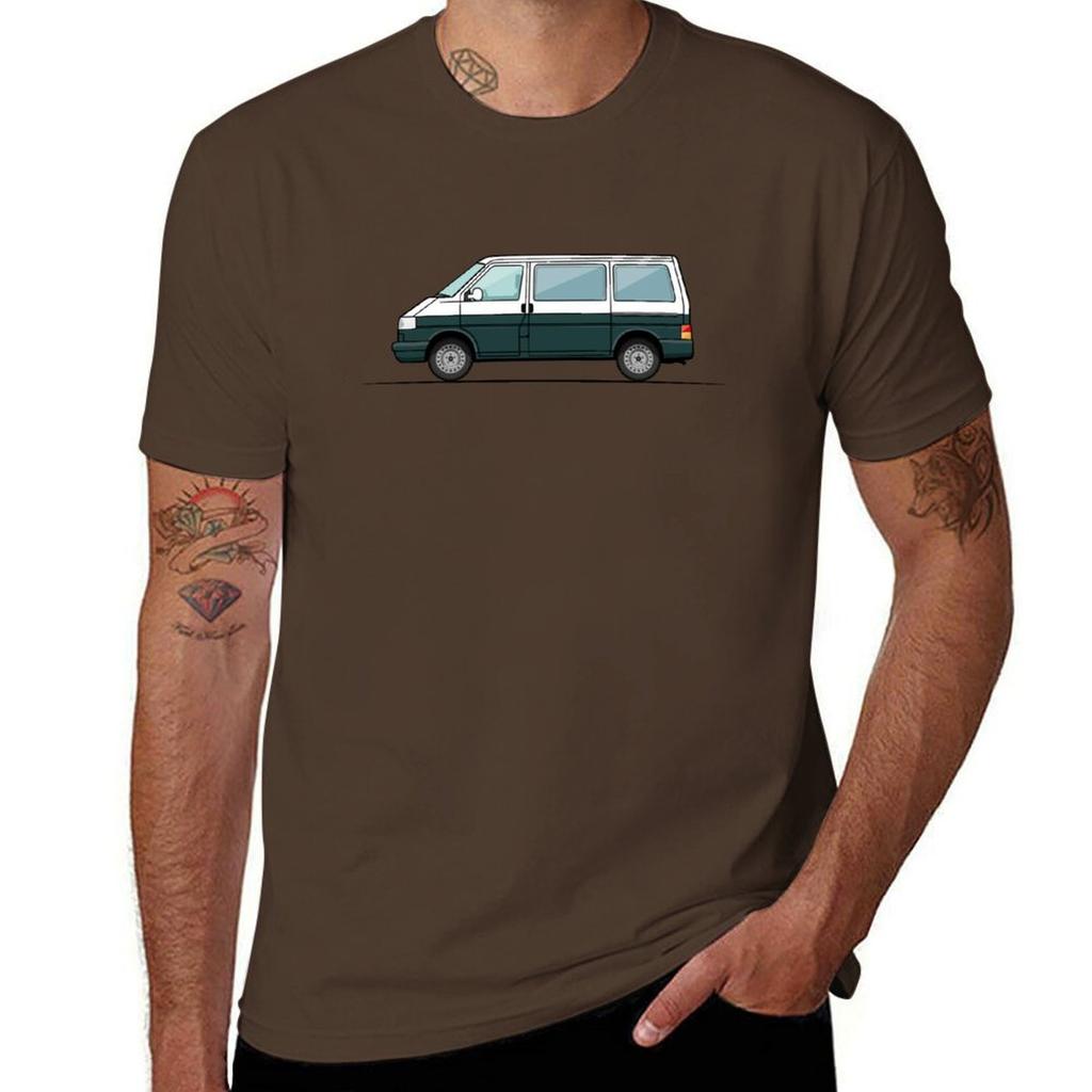 T4 Bus White Green Tshirt Funnys Anime Clothes Graphics Unisex Workout Shirt