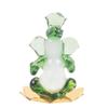 Gott Ganesha auf Blütenblatt sitzend Statue (Murti) Idol-Schauobjekt Handgefertigt aus Kristallglas für Anbetung, Dekoration, Armaturenbrett, Geschenk (Grün), Klein