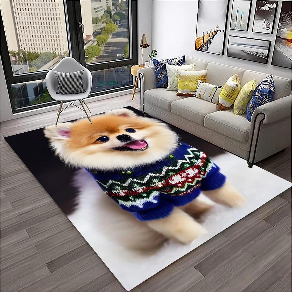 Cute Dog Samoye,Chihuahua,Koki Pomeranian Husky Cartoon Carpet Rug for Home Living Room Bedroom Sofa Doormat Decor,kid Non-slip