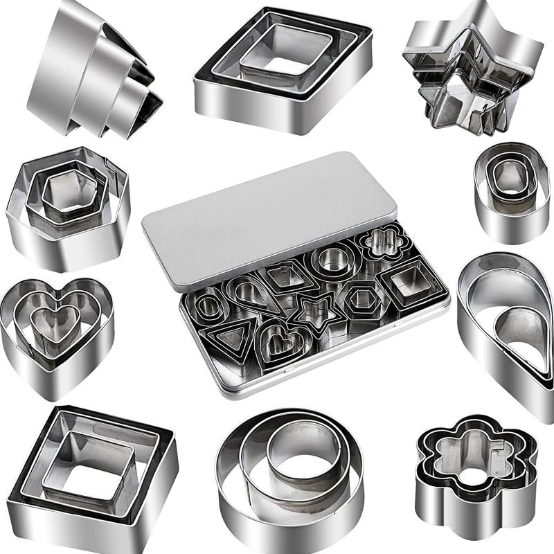 30 PCS Cookie Baking Tool Set Biscuit Moulds Cookie Cutter 10 Different Shapes with Storage Box Stainless Steel Material