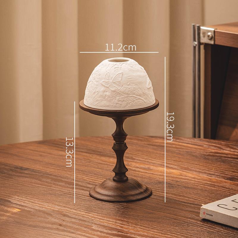 Rustic Solid Wood Candlestick Holder Vintage Table Candle Stand for Bedroom Living Room Wedding Decor