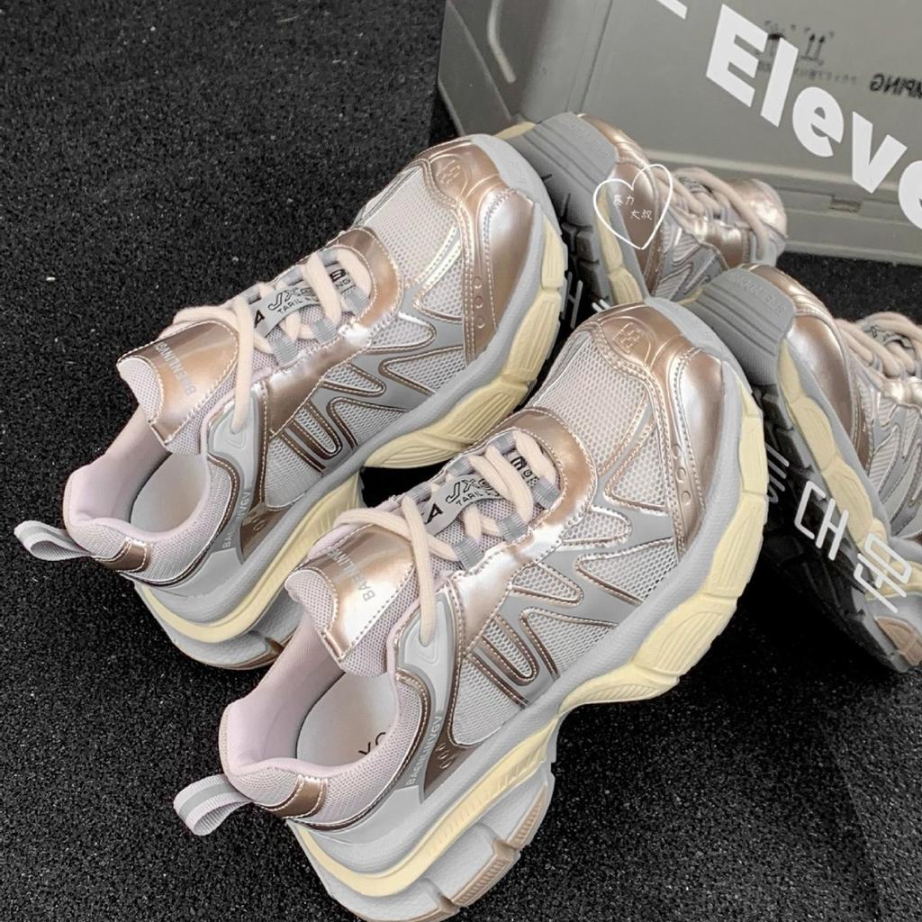 Summer Internet Celebrities Popular Old Shoes Women's 2025 New Mesh Breathable Platform Sports Shoes Leather Soft Sole Casual Shoes