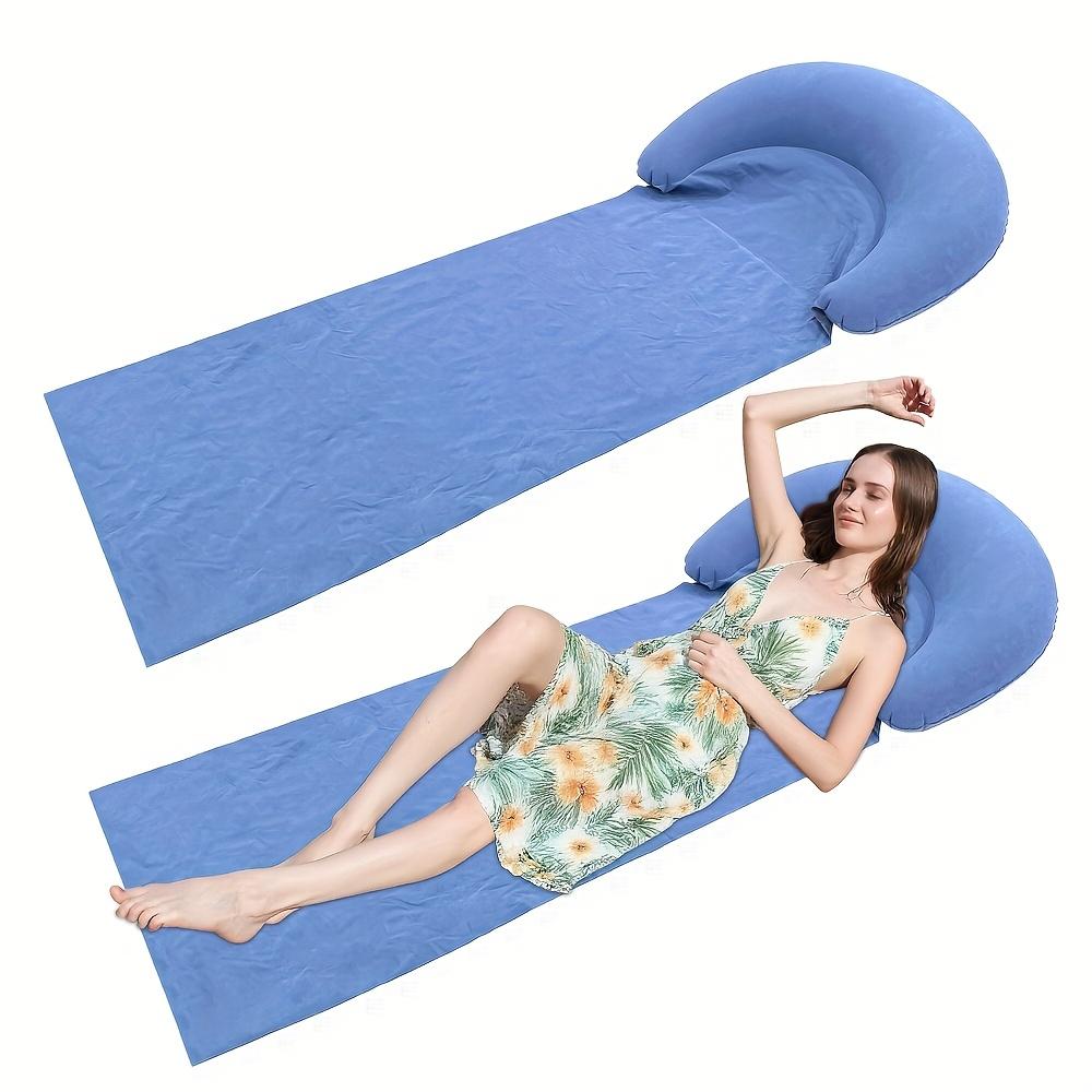 1Pc Inflatable Beach Mat, PVC Inflatable Cushion, Foldable Beach Sleeping Pad, Suitable For Outdoor Activities, Moisture-Proof And Portable Design