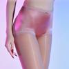 Back Lace Fake Panties Two In One Shaping Pantyhose Women Sexy Oil Shiny Anti Hook Stockings Erotic Open Crotch Tights