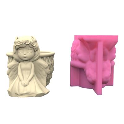Flower  Silicone Mold 3D Girl Concrete Candlestick Resin Mould  Succulent Planter Molds Craft Art Decoration