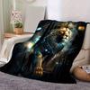 1pc Lion's Cosmic Journey Blanket  Soft Throw for Home Decor, Gift Idea, Living Room, Travel, Camping, Car Blankets