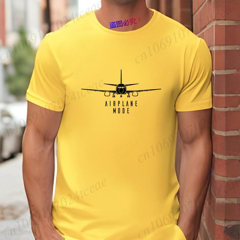 Mode Reisender Urlaub Herren Tops Kurzarm T-Shirts Flugzeug Pilot T-Shirts Flugzeugmodus Reise T-Shirts für Männer Kleidung