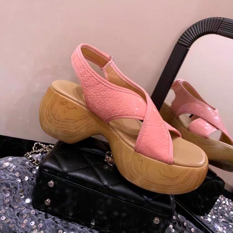 

Fashion Simple High-heeled Sandals Women s Fashion Round Head Open Toe Waterproof Platform Non-slip Round Heel Shoes 35