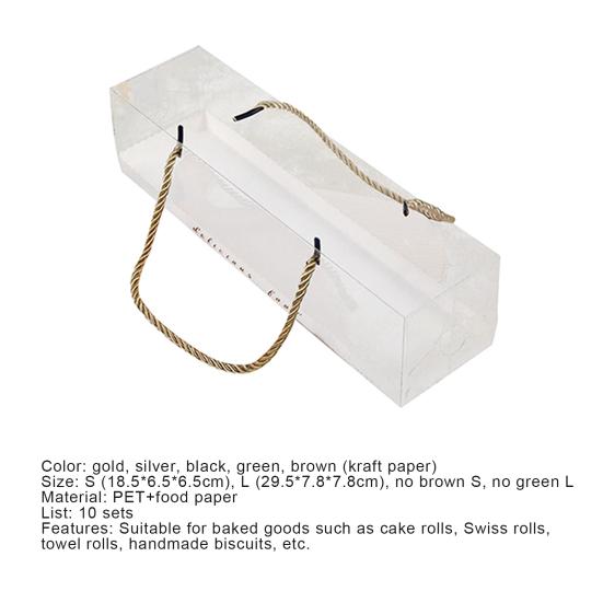 10 Τεμάχια με Λουράκι Διάφανα Δημιουργικά Υγιεινά Κουτιά Συσκευασίας για Κέικ Ρολό Ελβετικό Κέικ Δοχεία Κέικ