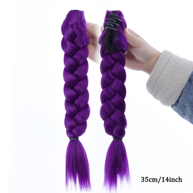 Purple Braided Hair Ponytail Extensions Wig Claw Clip Hair Ponytail Crab Hair Clips for Kids Party Cosplay Use Purple Wig
