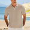 Maglia Polo Jacquard a Maglia Estensibile con Texture Osso di Serpente da Uomo a Manica Corta Casual Leggera Traspirante Top Estivo