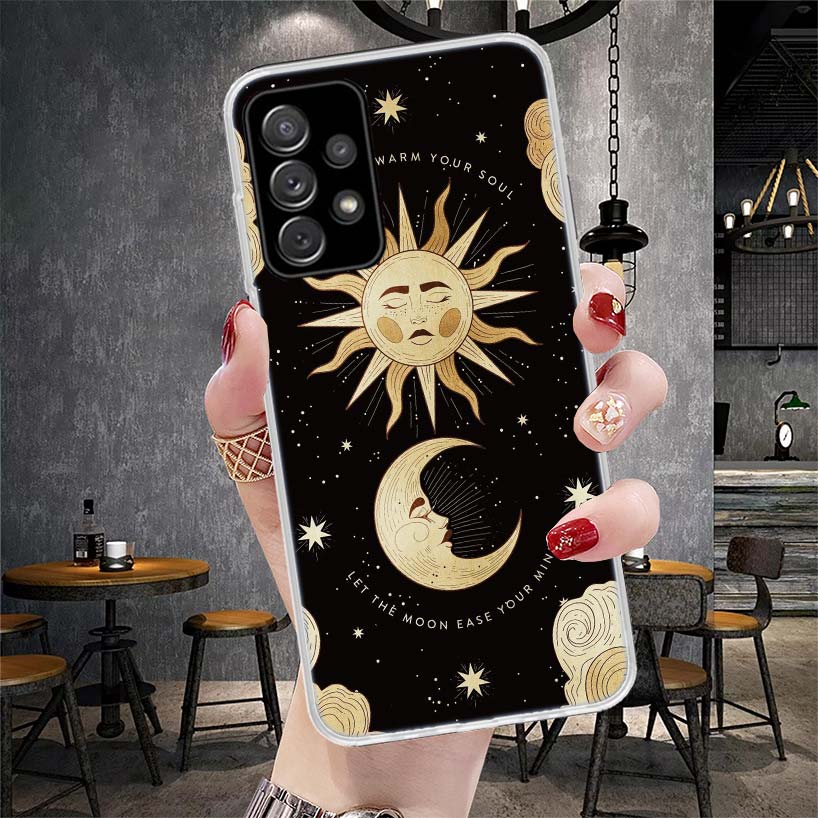 Funny Sun Moon Face Soft Phone Case For Samsung Galaxy A12 A22 A32 A52 A72 A02S A51 A50S A71 A70 A31 A20S Note 20 Ultra S10 A10S