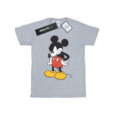 Camiseta masculina do Mickey Mouse irritada com olhar para baixo