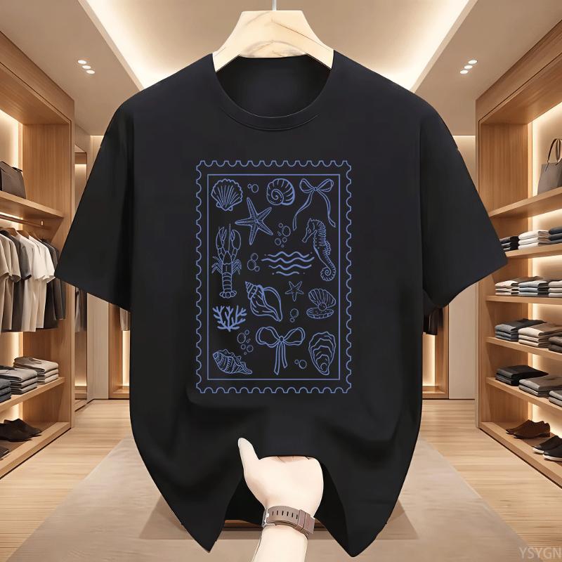 Coquette Seashell Tshirt For Unisex Unisex Coastal Summer Tee Cotton Short Seeve Beachy Shell Swim Crewneck Tshirt Clothes Tops