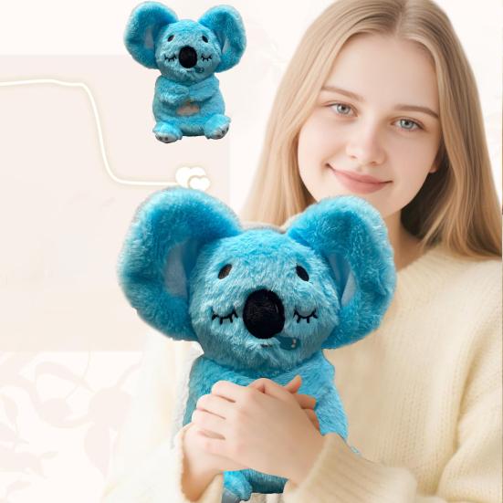 Baby Koala Plush Sensory Toy Anxiety Relief Stuffed Animal 5-Speed Breathing Light & Moving Ears Machine Washable Doll with Soothing Music