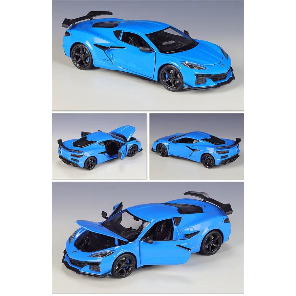 Welly 1/24 Scale  2023 Chevrolet Corvette Z06 Alloy Sports Car Model Diecast Racing Car Vehicles Model Simulation Collection Kids Gifts