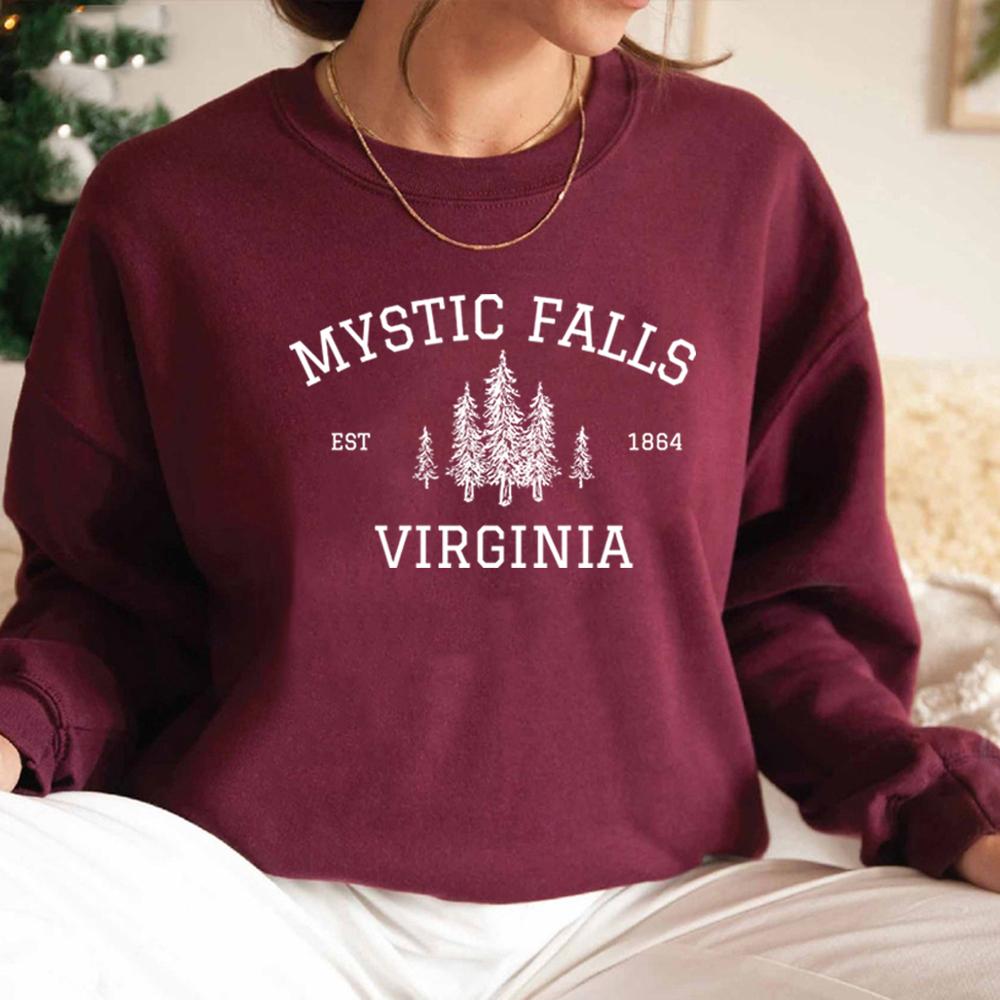 Mikina Mystic Falls Virginia Vampire Fan Svetr Salvatore Brothers Mikina Unisex Mikiny s dlouhým rukávem Volnočasové svetry