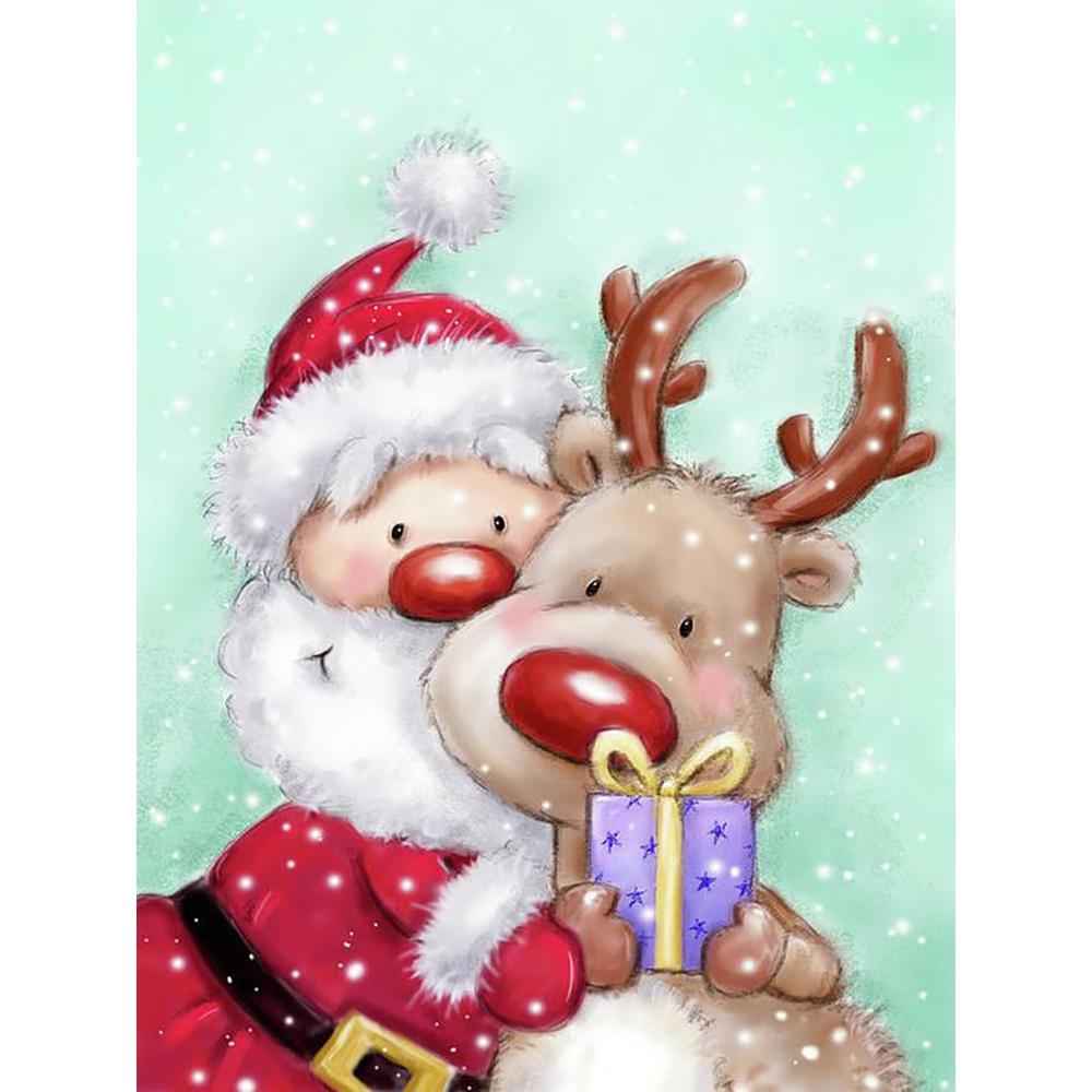 5d Diamond Painting Christmas Bear Hat Handicraft Full Square Diamond Embroidery Cross Stitch Animal Mosaic Christmas Wall Art