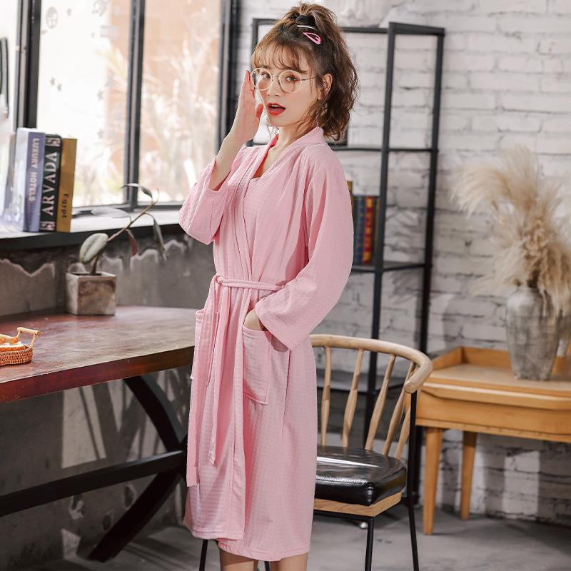 GMXIA Summer Thin Breathable Bathrobes for Women, Pajamas for Women, Hot Spring and Sauna Bathrobes, Absorbent