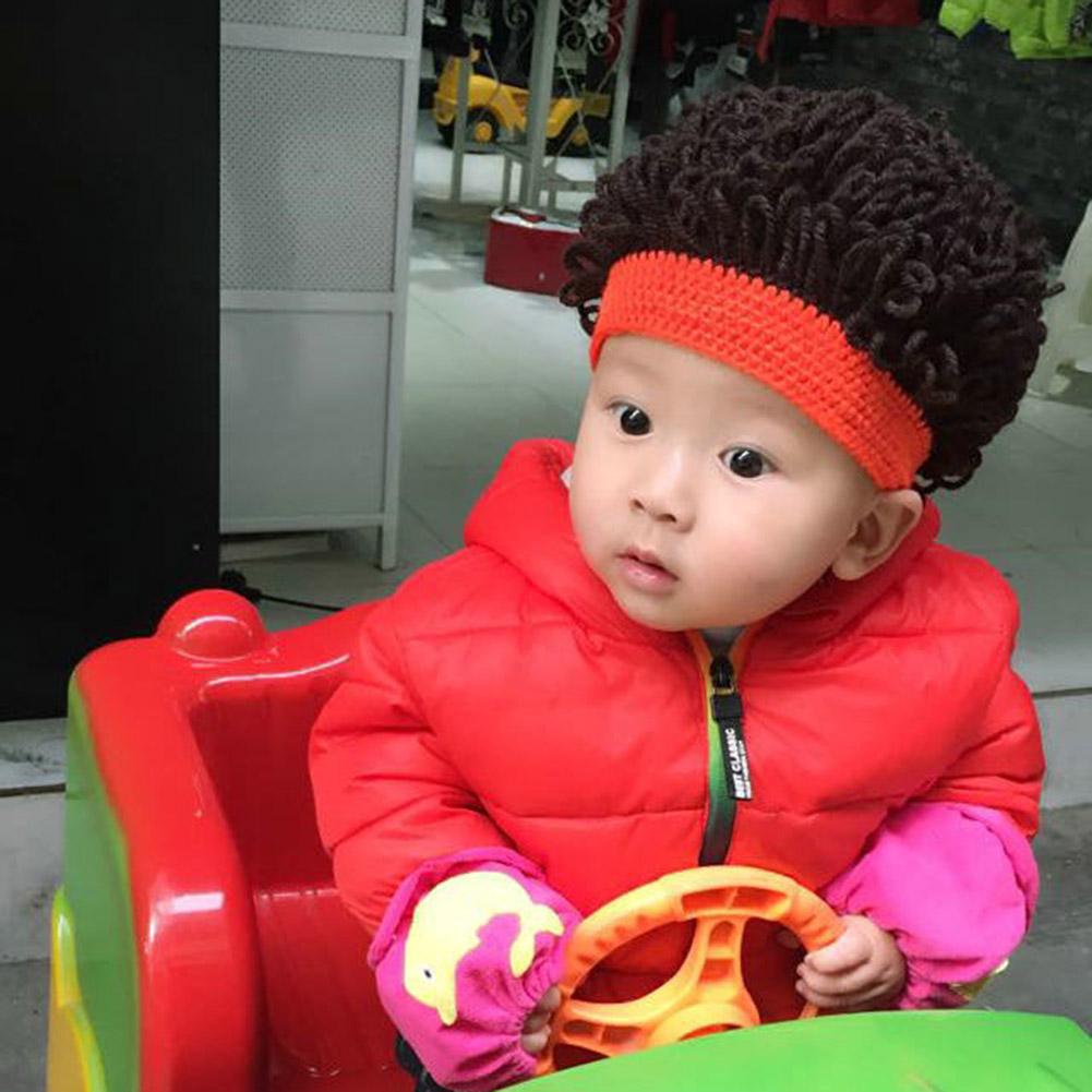 Kids Handmade Knitted Hat For Boys Girls Thickening Cute Wig Hats For Halloween Christmas