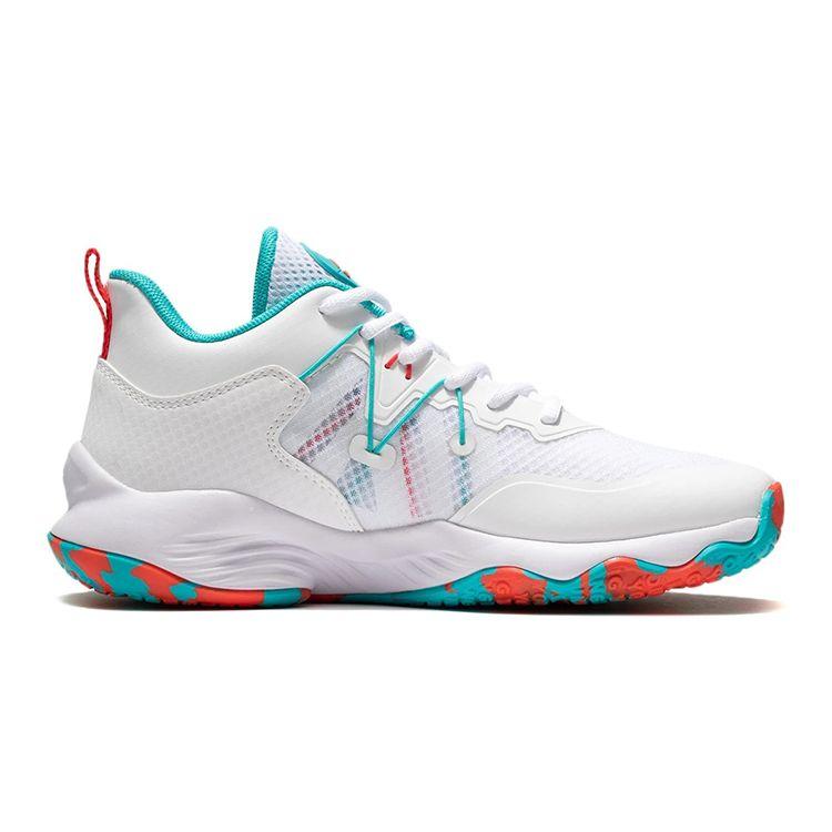 Li-Ning Cloud Lightweight Anti-Kick Shock Absorption Breathable Balance Support Mid-Top Basketball Shoes Kids sneaker White Green YKBS034-11