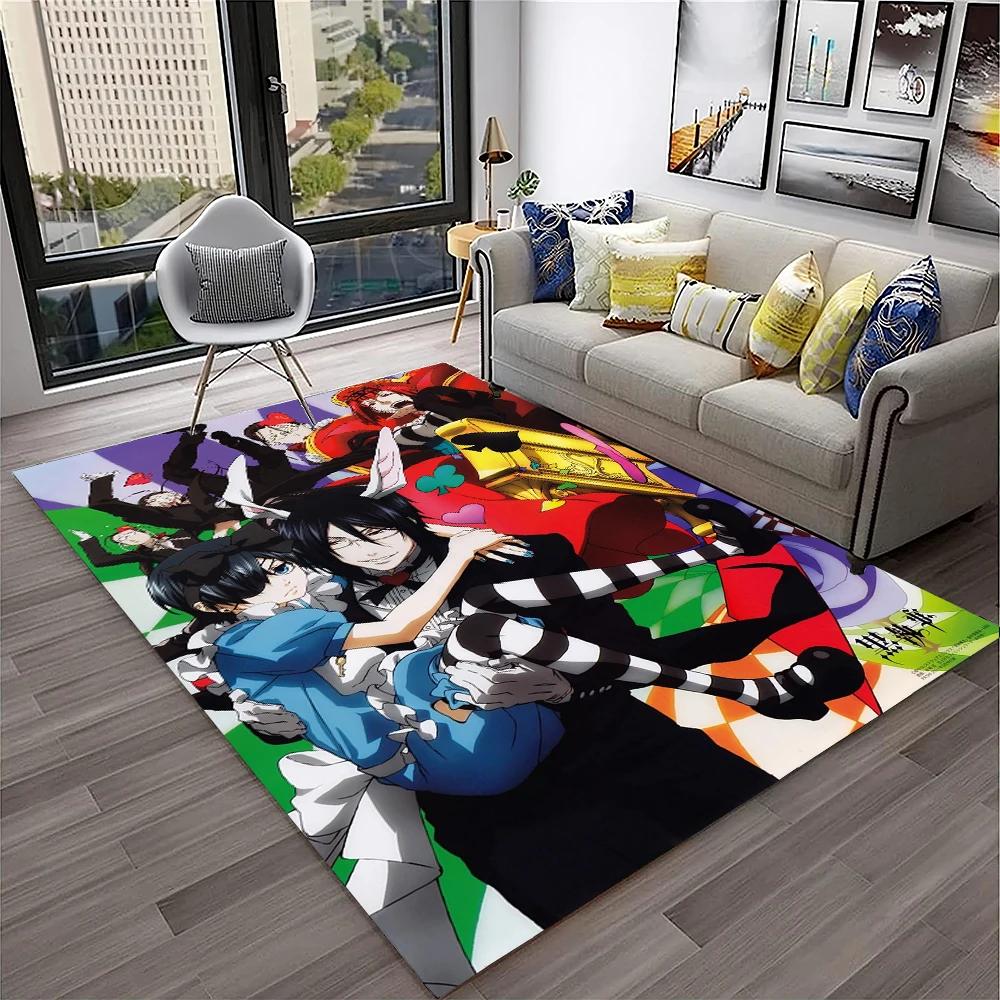 3D Anime Black Butler Cartoon Carpet Rug for Home Living Room Bedroom Sofa Doormat Decor,kids play Area Rug Non-slip Floor Mat