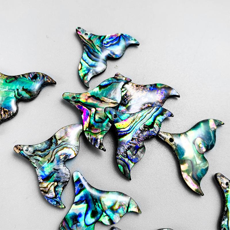 5Pcs Natural Abalone Fish Tail Pendants Of Pearl Shell For Diy Jewelry Making