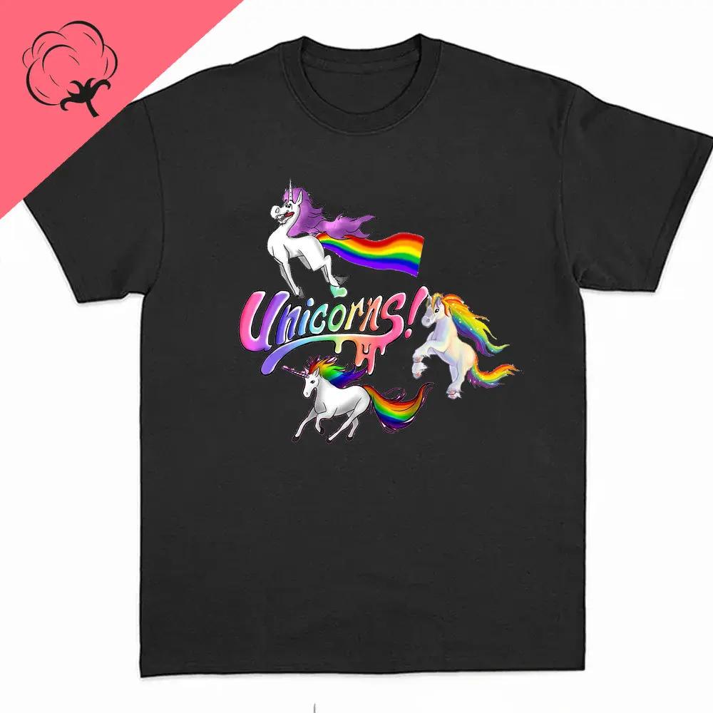 Pánské tričko s jednorožci Duhová grafická trička Vtipná trička Dámská móda Hip Hop Alpha Pánské topy 100% bavlna Unisex Estetické oblečení