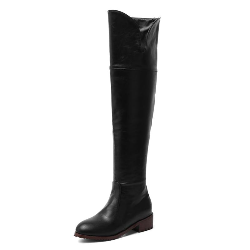 Fashion Women Over The Knee Boots Heels Long Boots Black Lady Shoes Big Size 44 45 46