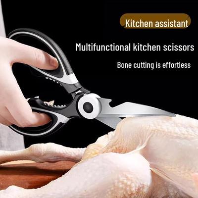 Stainless Steel Multifunctional Kitchen Scissors for Cutting Chicken Bones and Fish, Ideal for Barbecue