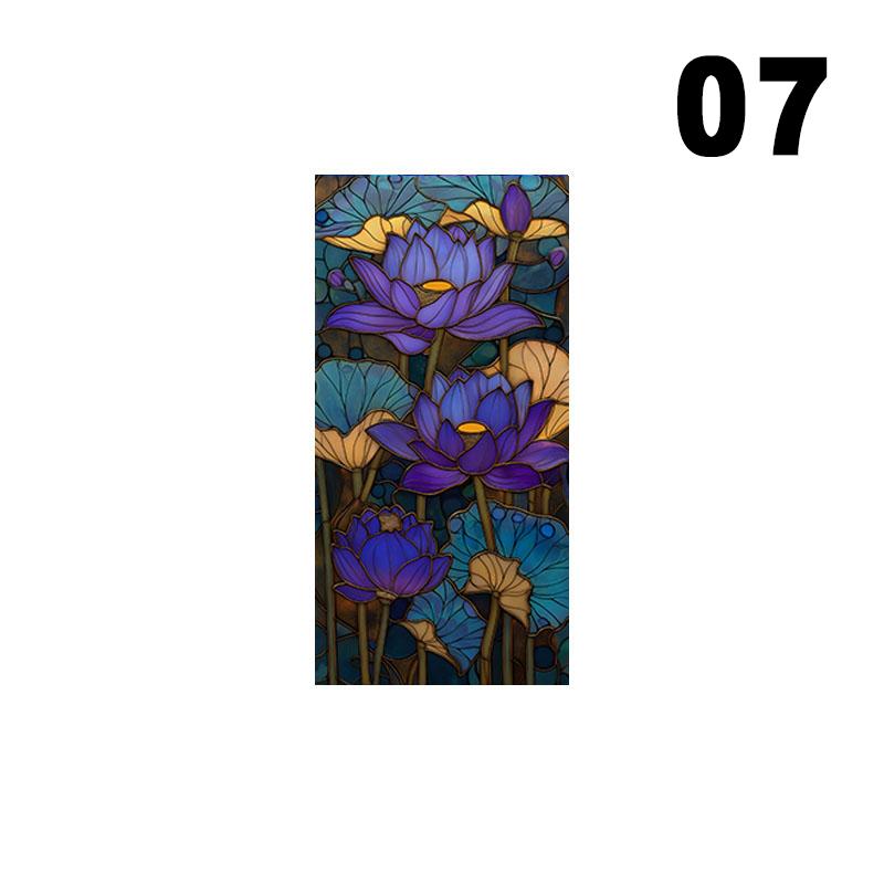 European Style Oil Painting Art Privacy Window Film Waterproof Sun-proof Church Stained Glass Film Lotus Pattern Window Stickers