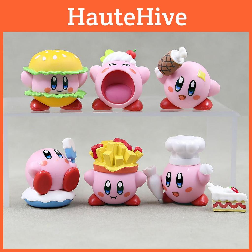 Entzückendes 6-teiliges Kirby Essensfiguren-Set Niedliche PVC Auto-Dekoration Sammlerstücke Spielzeug