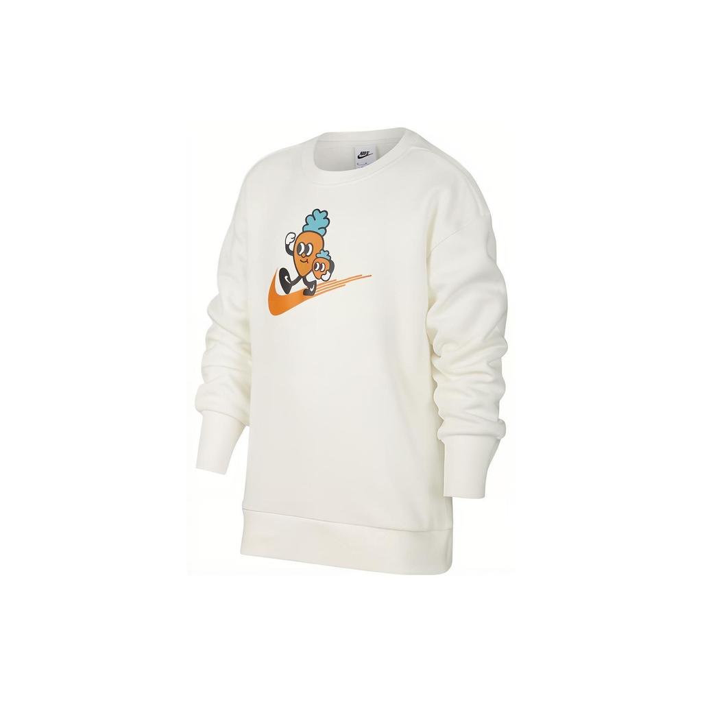 Nike Cny Series Cartoon Radish Logo Print Fleece Crewneck Sweatshirt Kids Sweatshirt White FD4074-133