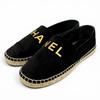 Excellent Slip-on Logo Design Velour Black Velor Women 37 G34012 Used