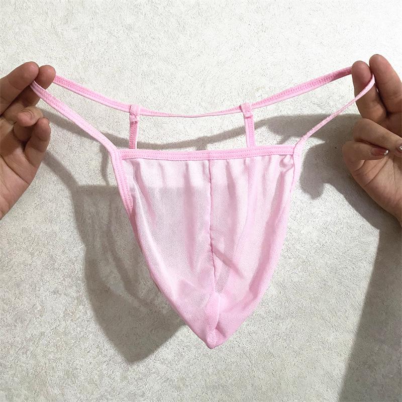 Men's Transparent Mesh Double Strap Thong