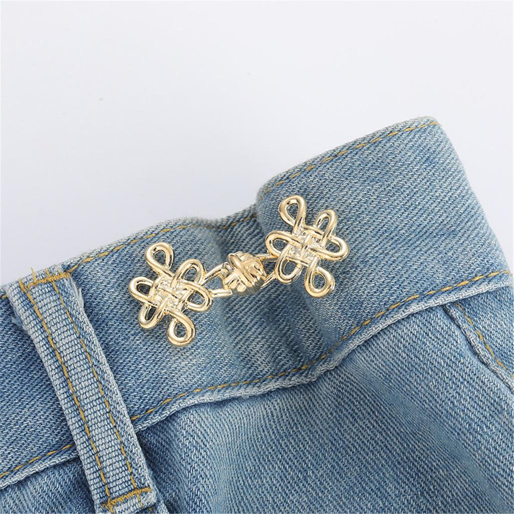 Beautiful Chinese Knot Adjustable Tightener Waist Buckle For Jeans,No Sewing Required Metal Button Adjuster For Pants And Skirts