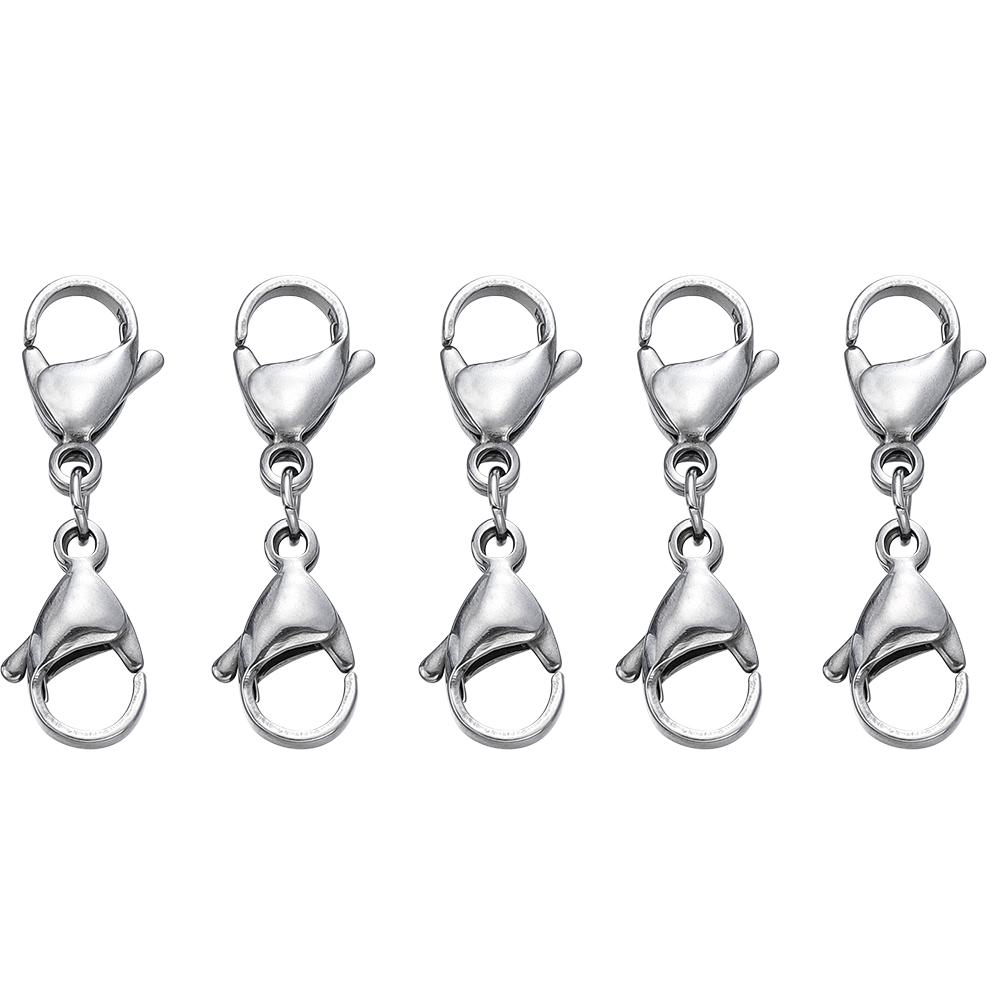 

5/10Sets Stainless Steel Double Lobster Clasp Extender Claw Connector for DIY Bracelet Necklace Chains Jewelry Making Supplies 5 x 9mm