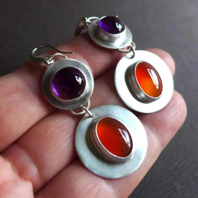 Luxury Green Zircon Drop Shape Boho Earrings for Women Fashion Engagement Zircon Long Purple Stone Dangle Earrings